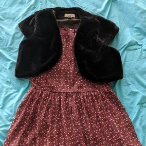 Burgundy Girls Party Dress with Black Shrug
